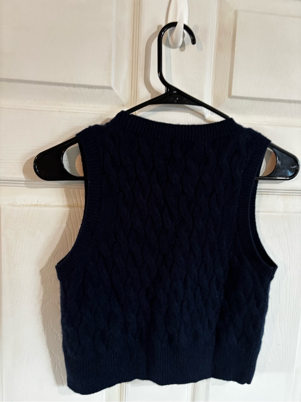 J. Crew Navy Cable-Knit Cashmere Button Vest with Gold-Tone Buttons - Picture 4 of 12